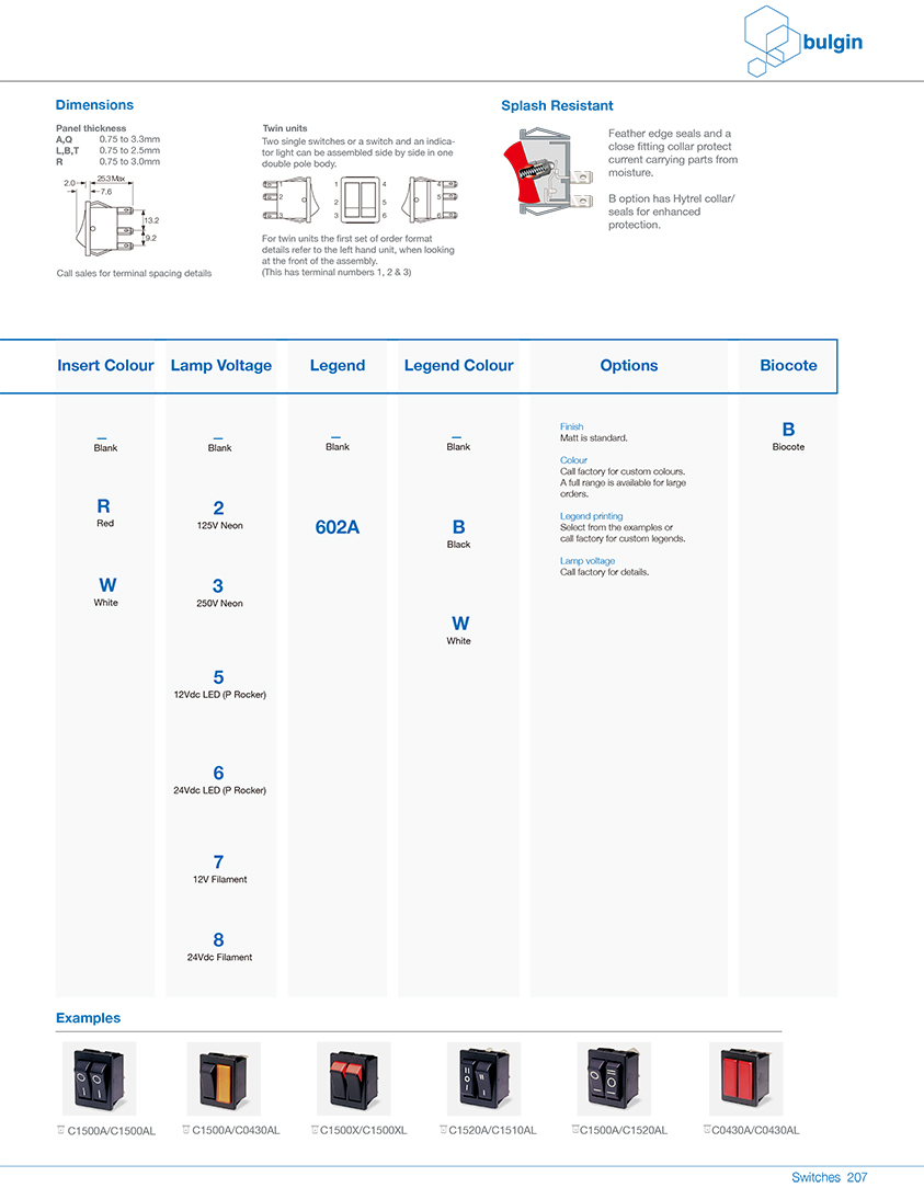 1500雙單元開關(guān)和指示燈功能 1500雙單元開關(guān)和指示燈功能